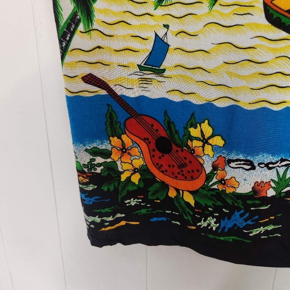 Vintage Hawaii Orange Aloha Shirt Mens Size XL Tropical Beach Sunset Ukulele 90s - Picture 5 of 12